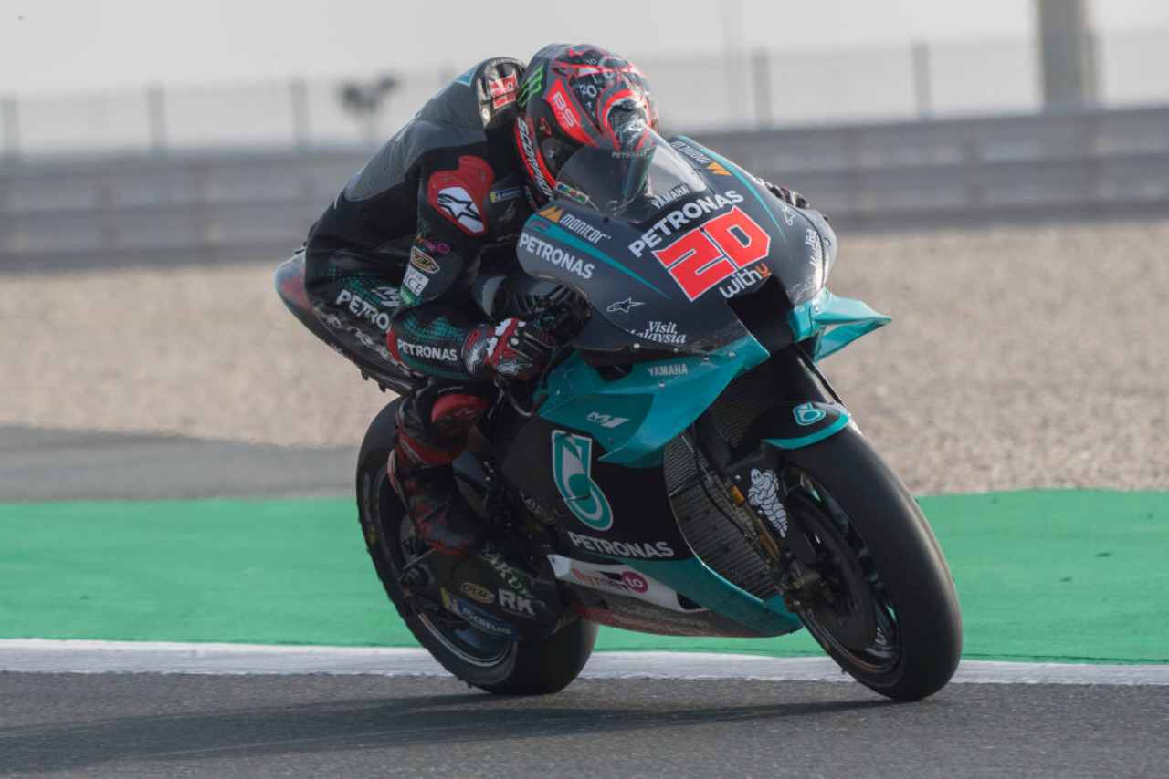 Quartararo sulla Yamaha nei test pre-stagione della MotoGP (foto Getty)