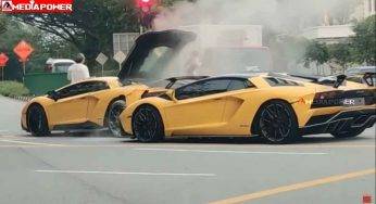 Lamborghini Aventador “gemelle” si scontrano, il video del goffo incidente