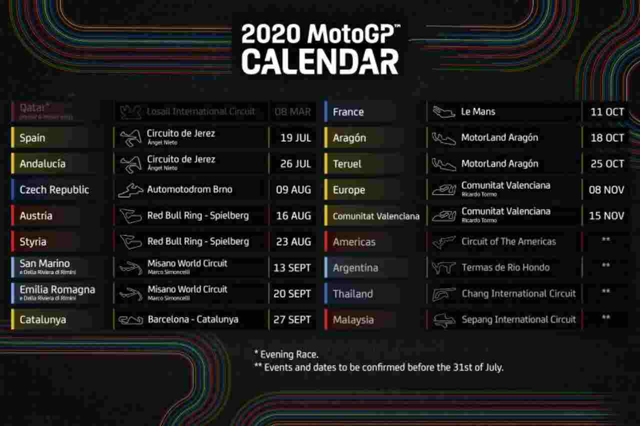 MotoGP, calendario Mondiale 2020: tutte le gare e le date, si inizia a luglio