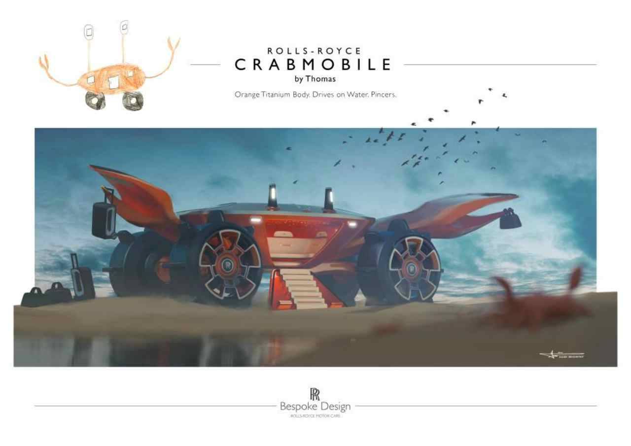 Uno dei disegni del concorso Rolls Royce trasformato in rendering