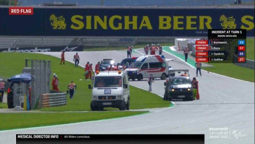 GP Austria Moto2 Syahrin incidente pauroso in Gara, il video dell'impatto