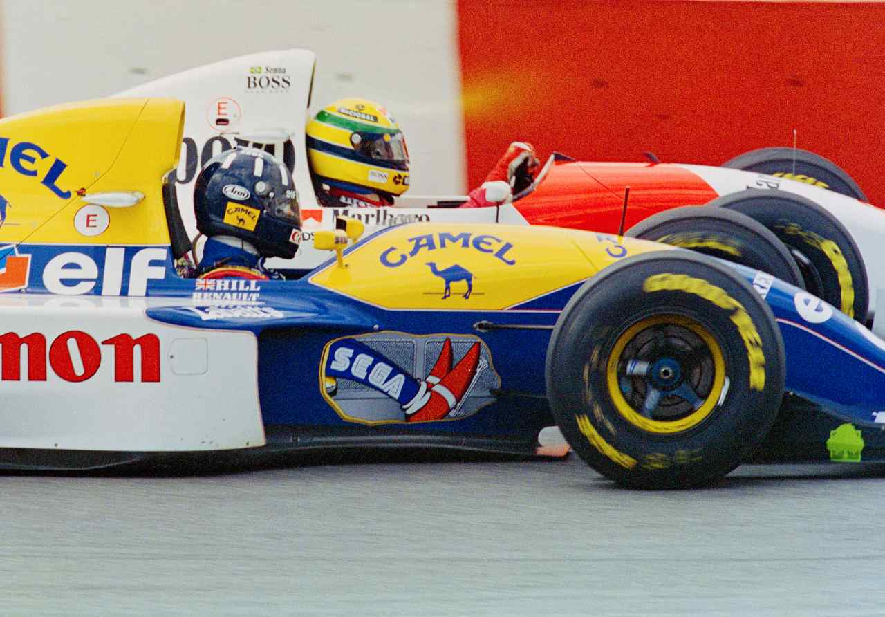 Senna-Hill, duello al GP Brasile 1993 (foto Getty)