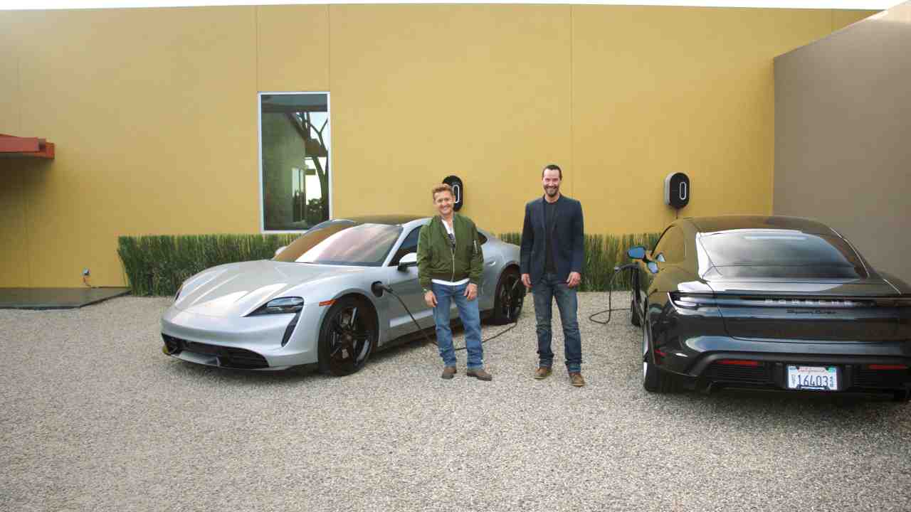 Keanu Reeves Alex Winter Porsche Taycan