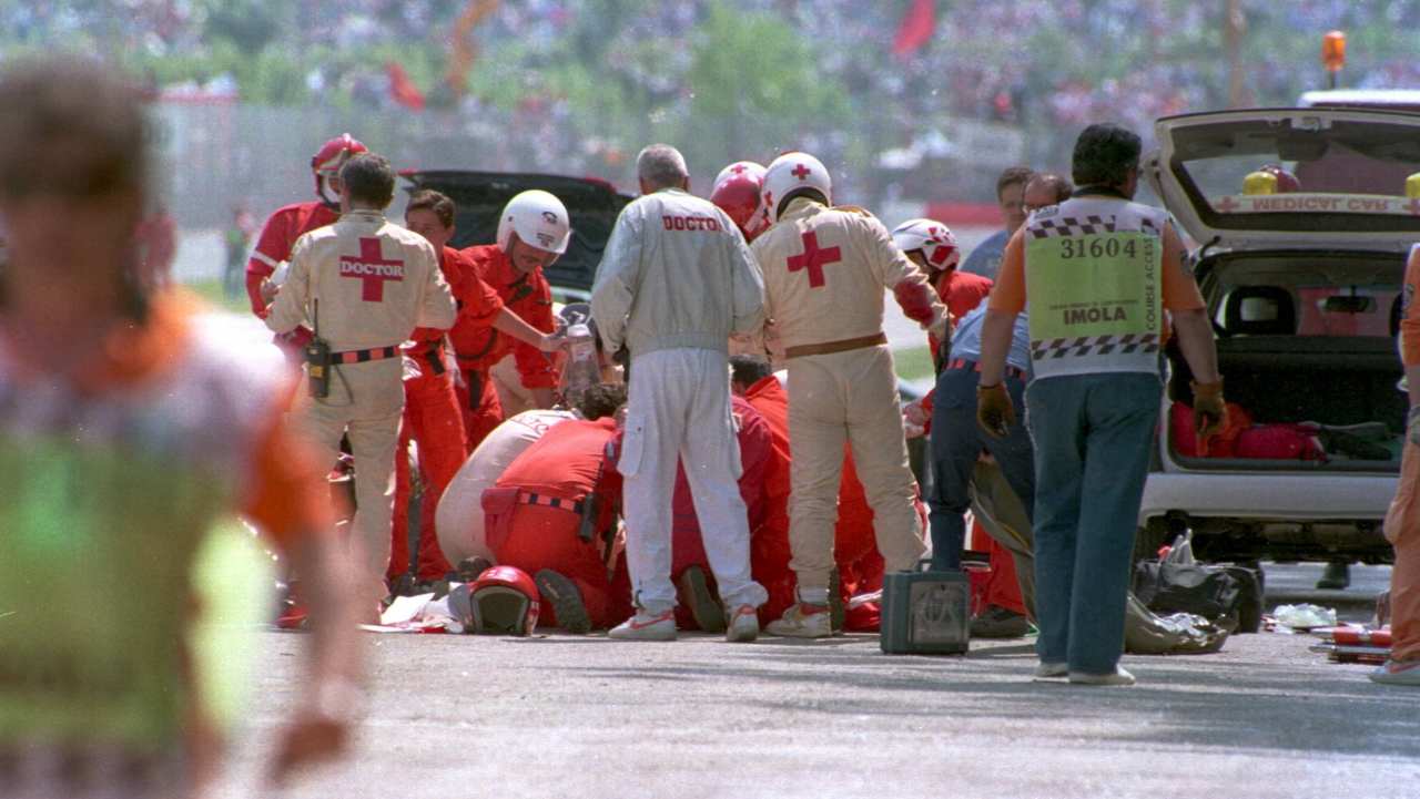 L'incidente di Ayrton Senna al GP Imola 1994 (foto Getty)