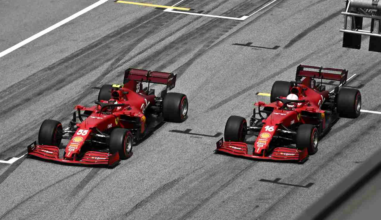 Le Ferrari di Sainz e Leclerc