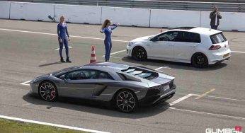 Volkswagen Golf sfida Lamborghini Aventador, che gara: il verdetto arriva in extremis – Video