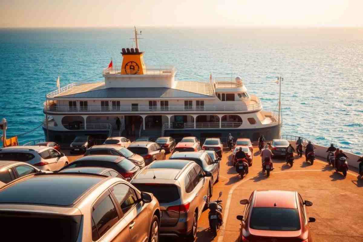 Imbarcare l'auto sul traghetto