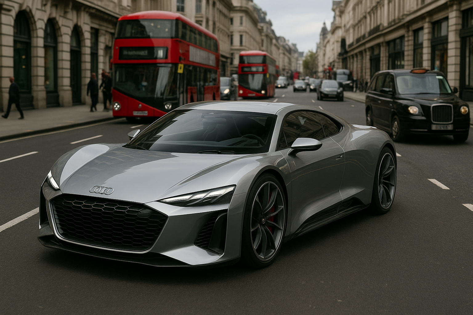 Audi Nuvolari a Londra prima di Goodwood: la supercar ibrida da 1.001 CV si prepara al debutto